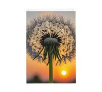 Drapeau de jardin « Pissenlits au coucher du soleil » - 61 x 91 cm - Ne se décolore pas - Double face - Bannière d'extérieur pour cour, porche, pelouse