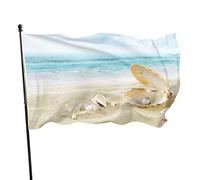 Drapeau de jardin plage étoiles de mer coquilles cour maison décoration extérieure drapeaux bannières pour patio pelouse 3x5 pieds