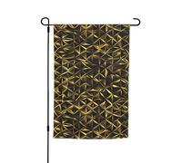 Drapeau de jardin polyvalent et élégant à imprimé géométrique noir et doré pour toutes les saisons, décoration de cour, porches, jardins
