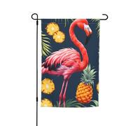 Drapeau de jardin polyvalent et élégant avec imprimé flamant rose et ananas rouges, pour toutes les saisons, décoration extérieure, porches, jardins