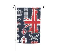 Drapeau de jardin polyvalent et élégant avec symboles de l'Angleterre pour toutes les saisons, décoration de patio en plein air, porches et jardins