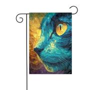 Drapeau de jardin portrait de chat surréaliste 30 x 45 cm vertical double face ferme vacances décorations extérieures drapeau de cour