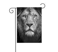 Drapeau de jardin portrait lion noir et blanc 30 x 45 cm vertical double face ferme vacances décorations extérieures drapeau cour drapeau