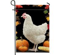 Drapeau de jardin poule de récolte d'automne, bannière décorative d'automne, drapeau de pelouse double face en toile de jute pour Thanksgiving, décoration extérieure 30,5 x 45,7 cm