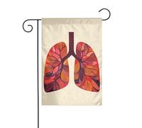 Drapeau de jardin « Poumons dans le style du milieu du siècle » - 30 x 45 cm - Vertical double face - Décoration extérieure de ferme - Drapeau de cour