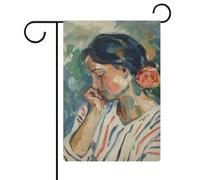 Drapeau de jardin pour adulte, belle femme, fleur, jardin, maison, cour, drapeau extérieur saisonnier, vacances saisonnières, drapeau double face 30,5 x 45,7 cm