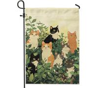 Drapeau de jardin pour amoureux des chats, portraits de chat colorés, décoration extérieure de cour, double face, toile de jute saisonnière pour les amateurs d'animaux 30,5 x 45,7 cm