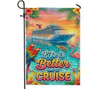 Drapeau de jardin pour bateau de croisière, perroquets tropicaux vibrants, oiseau tropical, été, turquoise, double face, drapeaux décoratifs pour extérieur, terrasse, pelouse, porche, entrée, camping