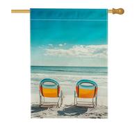 Drapeau de jardin pour chaise de plage, décoration d'extérieur d'été bleu sarcelle vif, double face, chaises de plage, décoration d'intérieur, bannière de pelouse pour fête à thème côtier, 71,1 x