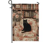 Drapeau de jardin pour chat - Bannière double face en toile de jute - Décoration extérieure pour l'automne et l'hiver - 30,5 x 45,7 cm