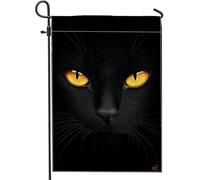 Drapeau de jardin pour chat, décoration saisonnière d'Halloween, double face, drapeau de cour en toile de jute pour décoration de pelouse extérieure, décoration effrayante de vacances, 30,5 x 45,7 cm