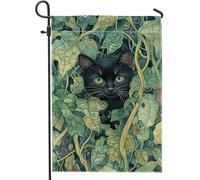Drapeau de jardin pour chat, feuilles de lierre vertes, décoration extérieure, drapeau de cour saisonnier d'automne pour décoration d'intérieur, bannière de jardin double face de style naturel, 30,5 x