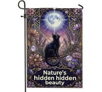 Drapeau de jardin pour chat, fleurs mystiques de lune violettes d'automne double face en toile de jute pour extérieur, terrasse, pelouse, porche, balcon 30,5 x 45,7 cm