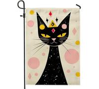 Drapeau de jardin pour chat, motif félin enchanté, décoration extérieure double face en toile de jute pour l'automne, Halloween, décoration de cour 30,5 x 45,7 cm