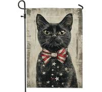 Drapeau de jardin pour chat, nœud papillon patriotique étoiles, décoration extérieure, bannière de pelouse de vacances d'été, style vintage, décoration de cour double face, 30,5 x 45,7 cm