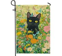 Drapeau de jardin pour chat, papillon floral coloré, décoration extérieure, drapeaux de cour printemps-été, impression double face pour décoration de pelouse de maison, 30,5 x 45,7 cm