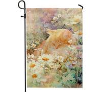Drapeau de jardin pour chat printanier et été, bannière florale double face, décoration animale pour la maison, la pelouse, 30,5 x 45,7 cm