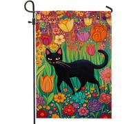 Drapeau de jardin pour chat printanier et été, décoration florale colorée, drapeau de cour double face pour décoration de maison, décoration de pelouse vive pour jardin, 30,5 x 45,7 cm
