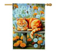 Drapeau de jardin pour chat printemps été, bannière de décoration d'intérieur avec chat tigré orange, bannière de décoration d'intérieur, drapeau de cour en toile de jute double face, décoration de
