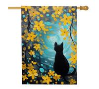 Drapeau de jardin pour chat printemps été, bannière florale jaune pour décoration d'intérieur, bannière de jardin, drapeau double face en toile de jute, décoration de pelouse extérieure, 71 x 101,6 cm