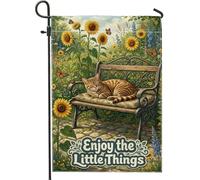 Drapeau de jardin pour chat, tournesol naturel, papillon, vert d'été, double face, en toile de jute, drapeaux décoratifs pour extérieur, terrasse, pelouse, porche, balcon, 30,5 x 45,7 cm