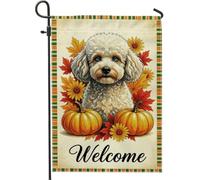 Drapeau de jardin pour chien, citrouilles fantaisies automnales, tournesol, orange automne, double face, en toile de jute décorative pour extérieur, pelouse, porche, terrasse, entrée, 30,5 x 45,7 cm