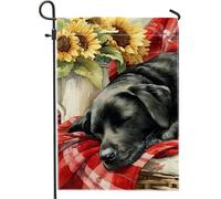 Drapeau de jardin pour chien de laboratoire noir automnal, bannière de décoration extérieure confortable, bannière de décoration d'extérieur double face, toile de jute pour décoration de pelouse