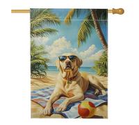 Drapeau de jardin pour chien de plage d'été, labrador jaune, drapeau de cour double face, décoration de pelouse tropicale pour fêtes à la maison, 71 x 101 cm