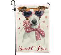 Drapeau de jardin pour chien, fantaisie et ludique en forme de cœur sucette, Saint-Valentin, pêche, double face, petit drapeau de jardin pour extérieur, pelouse, porche, terrasse, entrée 30,5 x 45,7