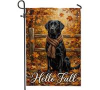 Drapeau de jardin pour chien, feuilles rustiques saisonnières - Clôture d'automne noire double face en toile de jute décorative pour extérieur, terrasse, pelouse, porche, entrée, camping - 30,5 x 45,7