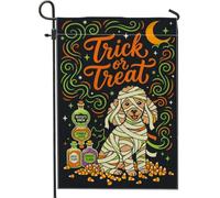 Drapeau de jardin pour chien, infusion de sorcière festive, jus de zombie, Halloween, orange, double face, en toile de jute pour extérieur, terrasse, pelouse, porche, entrée, camping, 30,5 x 45,7 cm