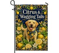 Drapeau de jardin pour chien, motif citron et papillon d'été jaune en toile de jute double face pour extérieur, pelouse, porche, terrasse, entrée, 30,5 x 45,7 cm