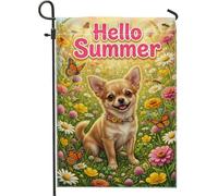 Drapeau de jardin pour chien, papillon heureux, fleur, été, jaune, toile de jute double face, petit drapeau de jardin pour extérieur, pelouse, porche, terrasse, entrée, 30,5 x 45,7 cm