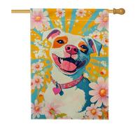 Drapeau de jardin pour chien printemps été, marguerite florale jaune, bannière d'animal mignon, drapeau double face en toile de jute, décoration de pelouse, fête, décoration d'intérieur, 71,1 x 101,6