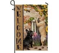 Drapeau de jardin pour chiens, accueillant des fleurs d'abeilles rustiques en toile de jute marron d'automne double face pour extérieur, terrasse, pelouse, porche, balcon, 30,5 x 45,7 cm