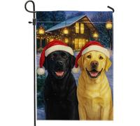 Drapeau de jardin pour chiens de Noël, décoration de vacances de laboratoire, bannière double face en toile de jute pour décoration de pelouse extérieure, 30,5 x 45,7 cm