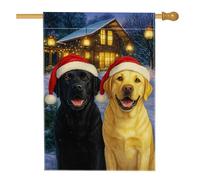 Drapeau de jardin pour chiens de Noël, décoration de vacances de laboratoire, bannière double face en toile de jute pour décoration de pelouse extérieure, 71,1 x 101,6 cm