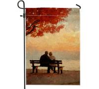 Drapeau de jardin pour couple d'automne, bannière de décoration d'intérieur en toile de jute double face pour décoration extérieure d'automne 30,5 x 45,7 cm