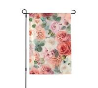 Drapeau de jardin pour l'extérieur - 71,1 x 101,6 cm - Double face - Couleur douce - Mélange de roses délavées - Drapeaux de jardin saisonniers - Drapeau de Saint-Valentin pour décoration de maison de
