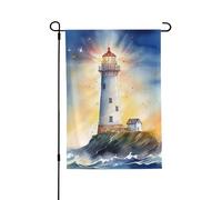 Drapeau de jardin pour l'extérieur - 71,1 x 101,6 cm - Double face - Drapeau de cour à l'aquarelle - Phare fantaisie - Drapeaux de jardin saisonniers - Drapeau de Saint-Valentin pour décoration de