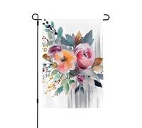 Drapeau de jardin pour l'extérieur - 71,1 x 101,6 cm - Double face - Drapeau de cour d'extérieur à l'aquarelle - Bouquet de coin floral saisonnier - Drapeaux de jardin saisonniers - Drapeau de