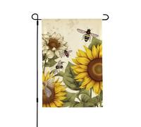 Drapeau de jardin pour l'extérieur - 71,1 x 101,6 cm - Double face - Drapeau de cour extérieur - Abeilles, tournesols, marguerites, roses - Drapeaux de jardin saisonniers - Drapeau de Saint-Valentin