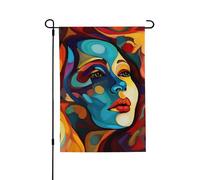 Drapeau de jardin pour l'extérieur - 71,1 x 101,6 cm - Double face - Drapeau de cour extérieur abstrait coloré - Visage de femme - Drapeaux de jardin saisonniers - Drapeau de Saint-Valentin pour