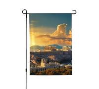 Drapeau de jardin pour l'extérieur - 71,1 x 101,6 cm - Double face - Drapeau de cour extérieur - Acropole - Paysage urbain - Drapeaux de jardin saisonniers - Drapeau de Saint-Valentin pour décoration