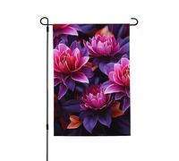 Drapeau de jardin pour l'extérieur - 71,1 x 101,6 cm - Double face - Drapeau de cour extérieur - Feuilles de fleurs violettes et rouges - Drapeaux de jardin saisonniers pour la Saint-Valentin - Pour