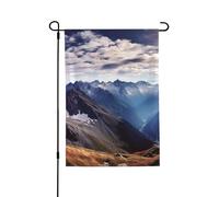Drapeau de jardin pour l'extérieur - 71,1 x 101,6 cm - Double face - Drapeau de cour extérieur - Panorama des Alpes - Drapeaux de jardin saisonniers - Drapeau de Saint-Valentin pour décoration de