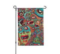 Drapeau de jardin pour l'extérieur - 71,1 x 101,6 cm - Double face - Drapeau de cour saisonnier abstrait - Monstre - Pour la Saint-Valentin - Pour décoration de maison de printemps