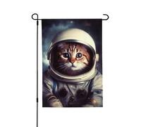 Drapeau de jardin pour l'extérieur - 71,1 x 101,6 cm - Double face - Drapeau de cour saisonnier - Animal chat astronaute - Pour la Saint-Valentin - Pour décoration de maison de printemps