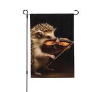 Drapeau de jardin pour l'extérieur - 71,1 x 101,6 cm - Double face - Drapeau de cour saisonnier - Animal hérisson musique violon - Pour la Saint-Valentin - Pour décoration de maison de printemps