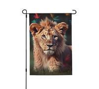 Drapeau de jardin pour l'extérieur - 71,1 x 101,6 cm - Double face - Drapeau de cour saisonnier - Art lion - Saint-Valentin - Pour décoration de maison de printemps